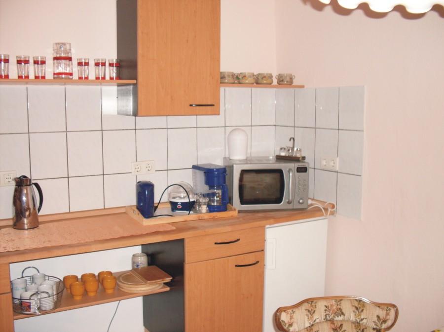  Kche mit Khlschrank, Kaffemaschine, Eierkocher, Mikrowelle und vielem anderen ausgestattet